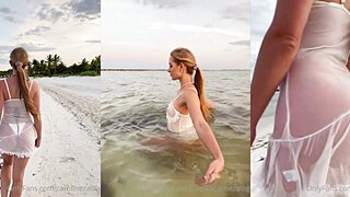 Caroline Zalog Topless Wet Sheer POV Video Leaked