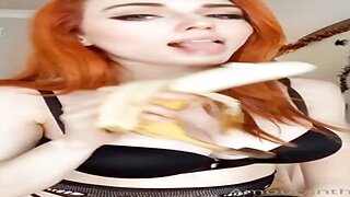 Amouranth Sucking Banana Black Lingerie Onlyfans Video Leaked