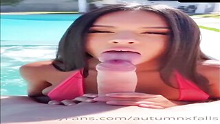 Autumn Falls Nude POV Blowjob Pool Sextape Video Leaked
