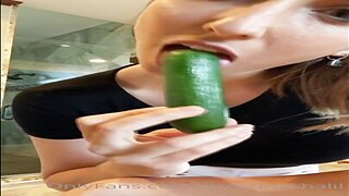 Christina Khalil Cucumber Blowjob Video
