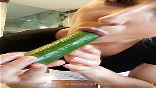 Christina Khalil Cucumber Blowjob Video