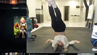 Streamer Bends Over Yoga Pose Boob Flash Upblouse