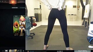 Streamer Bends Over Yoga Pose Boob Flash Upblouse