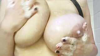 Tessa Fowler Squeezing and Feeling My Boobs in the Shower Video