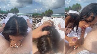 Erzabel Giving a Blowjob To Her Boyfriend With a View Of The Sea